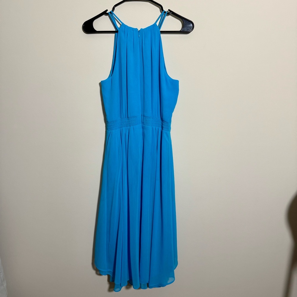 White House Black Market Blue High-Neck Sleeveless Dress, Size 6 - Picture 3 of 4